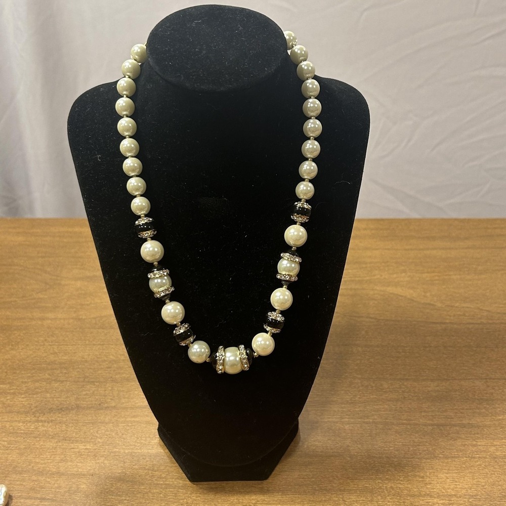 Anne Klein Necklace White Imitation‎ Pearl Beaded 20" Womens Statement Jewelry